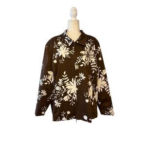 Susan Graver brown and white floral patterned jacket - 3X